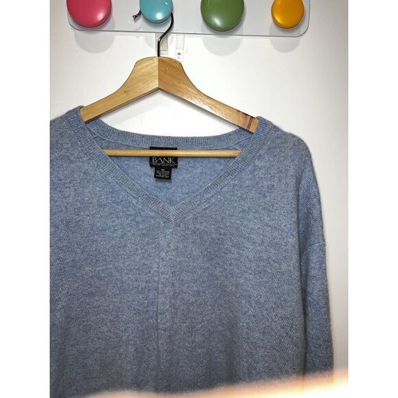 Jos. A. Bank 100% CASHMERE Mens Light Blue V-Neck  Sweater Size XL - Picture 2 of 6